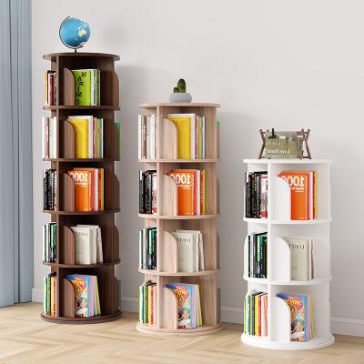China Rotate 360 Degree 360 Children Bookshelf Bookshelf Rotating Modern Wooden Desk Shelf for sale