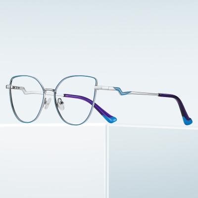 China Fashionable OEM luxury prescription ODM woman anti radiation bluelight metal frame glass eyewear for sale