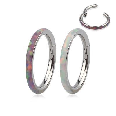 China Cute Unique Titanium Opal Hoop Earring Nose Ring For Girls for sale