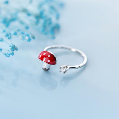China BOHEMIA Fashion Jewelry 925 Sterling Silver Cute Mushroom Ring For Girl Teen Gift for sale