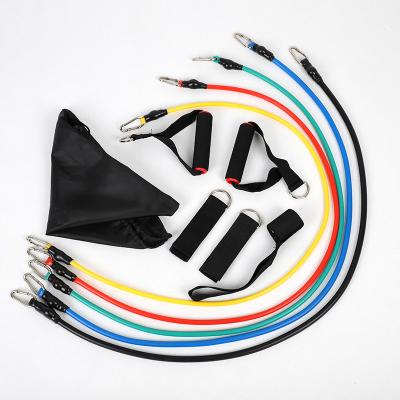 China Body Shaping Latex Resistance Band Set With Foam Handles For Abs Exercise Workout Fitness Gather 11 Sets for sale