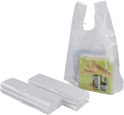 China Disposable Handle Vest T-Shirt Plastic Multi-Use Carryout Large Clear Plain Bags Grocery Bags Garbage Shopping Bag for sale