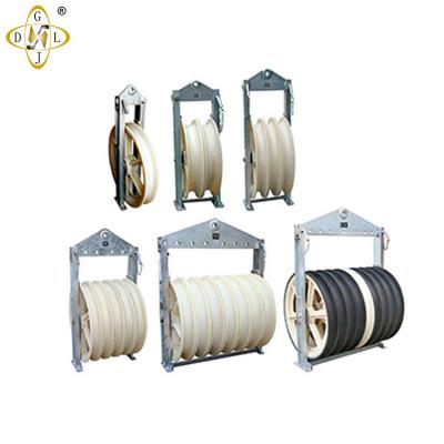 China Building Material Shops 508 MM 3-Wheel Double Pulley Nylon Pulley Block For Electrical Construction for sale
