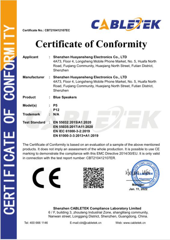 CE - Shenzhen Xinyin Technology Co., Ltd.