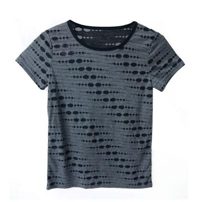 China Anti-Shrink New Summer Cut Man Ripped Fabrics Short Oversized Vintage Cotton Gray Sleeve T-Shirt for sale