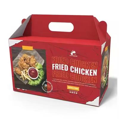 China Custom Kraft Paper Fried Chicken Boxes - milieuvriendelijke takeaway verpakkingen met handvat Te koop