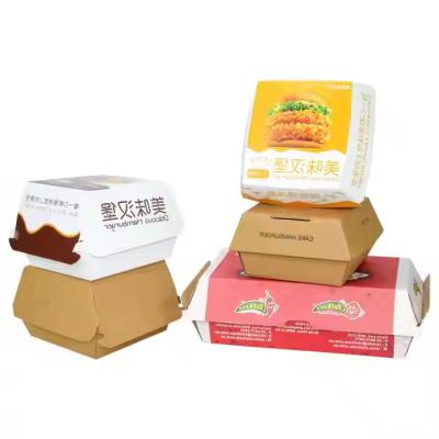 中国 ファストフードバーガーパッケージング用のカスタマイズされたプリントされた使い捨てクラフト紙箱 販売のため
