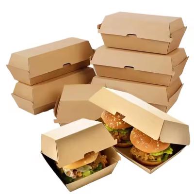 China Embalagens de papel kraft personalizadas e ecológicas para caixas de hambúrgueres de qualidade de fast food com o logotipo do cliente à venda