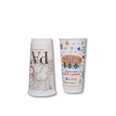 China Disposable Eco-friendly Compostable Wholesale Customized Paper Cups Large Capacity Milk Tea Coffee Cups for sale