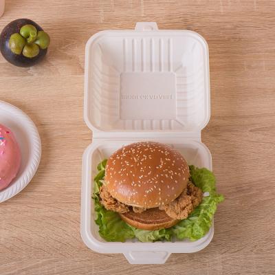 China Caja de hamburguesas de almidón de maíz desechable, biodegradable, biodegradable y ecológica en venta