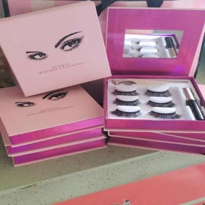 China Missom Wholesaler 3d Tape Vegan Faux Mink Lashes Magnetic Eyelashes With Natural Soft Silk Eyeliner Invisible Seller for sale