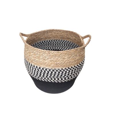 China Modern Hot Sale Cotton Rope And Sea Grass Rope Decorative Balcony Eco-friendly Flower Pot Large For Indoor for sale