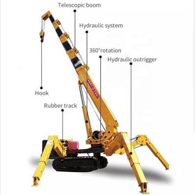 China Other Load Marine Roof Take Up Portable Lifting Arm Machine Manual 15m 2000kg 3000kg 3 Ton Electric Mini RC Warehouse Crawler Crane for sale