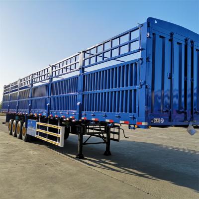 Cina 3/4 asse 60/80 tonnellate 12R20 pneumatici da allevamento recinzione di carico semirimorchio rimorchio per il trasporto di animali rimorchio con sistema di frenatura a doppia linea in vendita