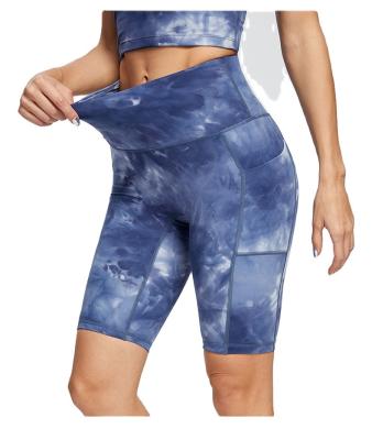 China New Arrived Fashion High Quality Women Breathable High Waist Yoga Booty Shorts Gym Wear Pants Tie Dye Print Yoga Shorts for sale