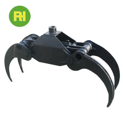 China Farms Tractor Hydraulic Rotating Stone Grapple Wood Log Grapple Wood Grappler Stone Grabber for sale