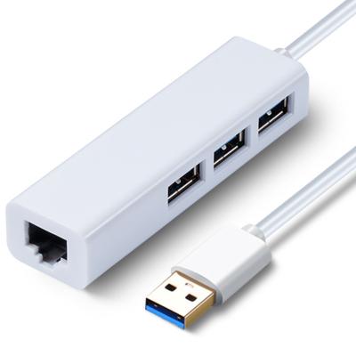 China ABS Shell 4 in 1 USB Hub to Gigabit Ethernet Adapter Size Speed USB to USB 3.0 Hub Splitter for Laptops for sale