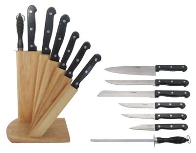 China Sustainable 8 Pcs Kitchen Knife Set With Rubber Wooden Knife Holder for sale