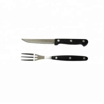 China Durable 2Pcs Stainless Steel Steak Knife And Fork Set With Triple Rivets Handle for sale
