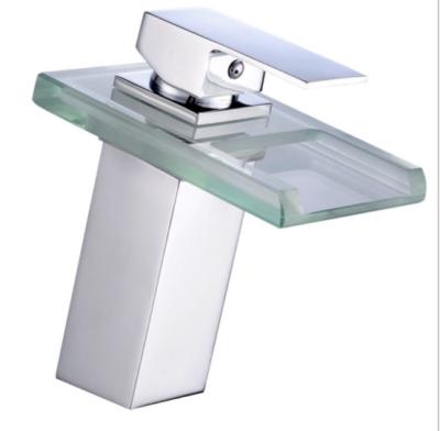 Κίνα Metered Faucets Wholesale Modern Design Hotel Home Bathroom Basin Faucet Silver Art Glass Waterfall Faucet προς πώληση