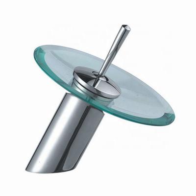 Κίνα Chrome Modern Simple Waterfall Round Handle Bathroom Glass Water Faucet προς πώληση