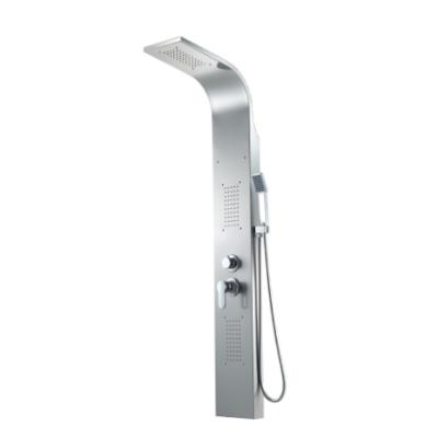 China Columnless Thermostatic Shower Panel Faucet Jet Shower Mixer Slide Bar Waterfall Rainfall Shower Panel Te koop