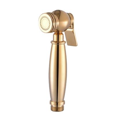 China Contemporary shattaf all gold copper shattaf wash toilet bidet cleaner spray gun gold flower small shower Te koop