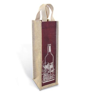 China Fashion wholesale natural color custom logo holder totes burlap jute wine bottle bag jute wine bags for wine bottles for sale