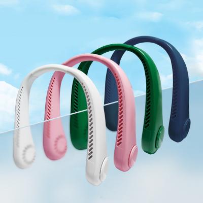 China Outdoor USB Wearable fans Cooling Mini Personal rechargeable fan Neckband Bladeless Hanging Portable Neck Fan for sale