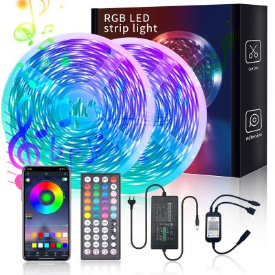 China Residential 5050RGB 30 lamp voice controlled music LED intelligent Bluetooth APP 2835 54leds/M light strip 5m 10m waterproof for sale