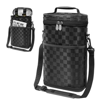 China Waterproof Portable 2 Bottle Insulated Wine Cooler Tote Bag With Adjustable Shoulder Strap for sale