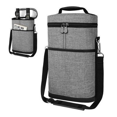 China 2 Bottle Insulated Wine Cooler Portable Waterproof Travel Tote Bag Wine Cooler for sale