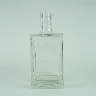 China Gift & Nordic Craft Style Square Hot Spirits Bottle Empty Bottle Luxury Single High End Clear Whiskey 700Ml Glass Bottle for sale
