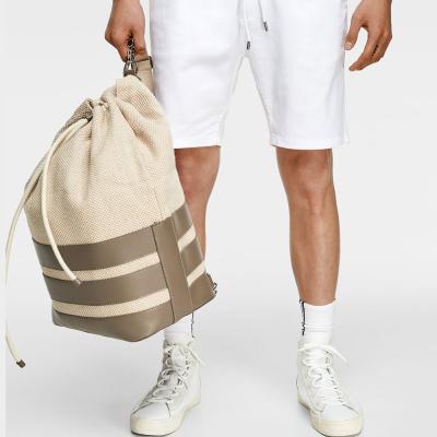 China Waterproof Custom Logo Canvas Bucket Drawstring Bagpack Men's University School Backpack Purse Bag For Men for sale