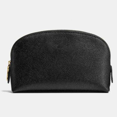 China Classic Women Cosmetic Bag Custom Logo PU Saffiano Leather Small Black Women Travel Bag Vanity Makeup Ladies Cosmetic Case for sale