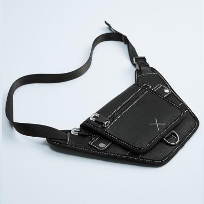 China Fashion Chest Leather Bag Custom Logo PU Leather Color Mens Fashion Cross - Body Chest Rig Pack Messenger Bag For Men for sale