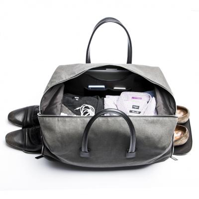 China Custom Logo Waterproof Waxed Canvas Men's Travel Sports Fleece Weekender Weekender Bag Men's Canvas Weekender Bag With Shoe Compartment for sale