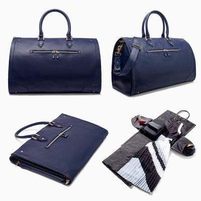 China Custom Logo Pebble Leather Ladies Travel Garment Weekender Duffel Bag Weekender Duffel Bag for Women for sale