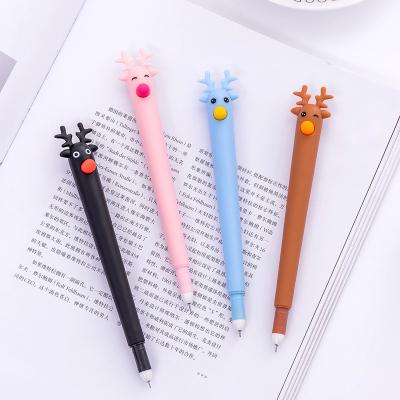 China Promotional Black Gel Pen Cute Cartoon 0.5mm Christmas Reindeer Ink Pen Normal Stock for sale