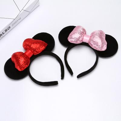 China Mickey Mouse Ears Headband And Cloth Bow for sale