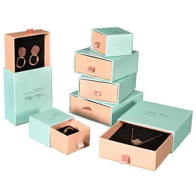 China Recyclable Custom Paper Jewelry Box Drawer Bracelet Necklace Earrings Box Logo Printed Cardboard Jewelry Packaging for sale