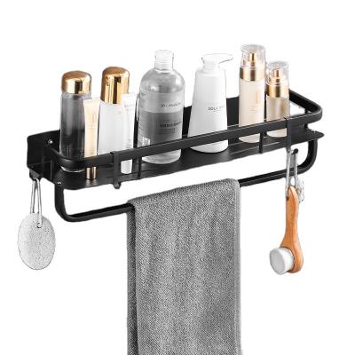 China Wall Mounted Type Black Stainless Steel Storage Rack, Square Nail Free Wall Mounted Rack, Advanced Storage Rack For Hotel for sale