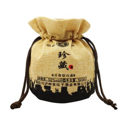 China Vino Champagne Packaging Pouch, bolso torcido de la arpillera de la arpillera de la boda de la secuencia en venta