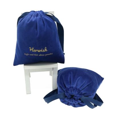 China Bolsa azul real de la joyería del ante de los 8x10cm, bolsos del regalo del lazo de la organza del SGS en venta