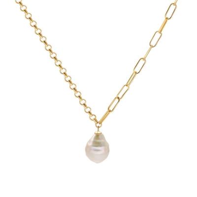 China Wholesale Simple Minimalist Freshwater Pearl Polishing Pearl Pendant Necklace For Women for sale