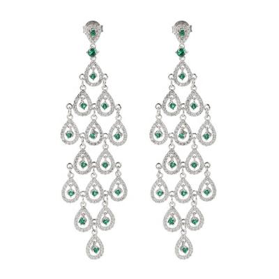 China 2022 Angel Bling Bling Zircon Gemstone Flower Design Micro Tassel Elegant Cubic Setting Earrings for sale