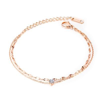 China OPK FASHIONABLE Manufacturers Design Stainless Steel Fashion Jewelry Wholesale Custom Anklet Chain Women Double for sale