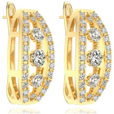 China TRENDY 14K Gold Round Bling Zircon Jewelry Wholesale Cubic Zirconia Micro Pave Brass Stud Earrings For Women for sale