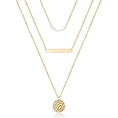 China Wholesale TRENDY Bar Disc Adjustable Jewelry Fashion Choker Gold Plated Y Bead Multi Pendant Layered Necklaces for sale