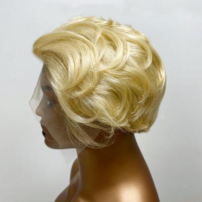 China Pixie Peruvian Human Hair Lace Blonde Straight Bob Wig, 13*1 Lace Front Wigs, Cuticle Aligned Hair Wig for Black Women for sale
